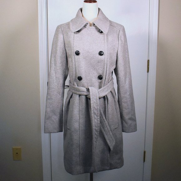 NWT Express Women's Gray Recycled Wool Pea Coat Size Medium - New Winter Coat - Picture 1 of 12